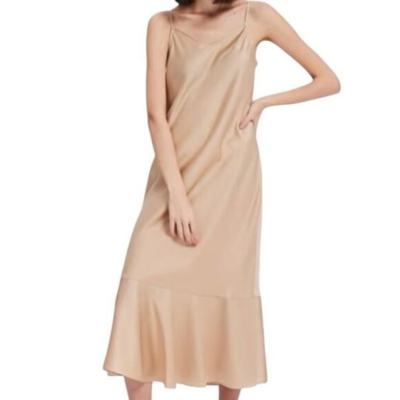 Lattelier Slip Cami Midi Dress in Light Camel Size Medium 📦 - Picture 1 of 10